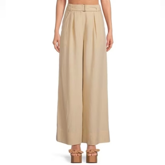 Gianni Bini Pants - Gianni Bini x Jess Southern Lyocell/Linen “Tally” Wide Leg Pant in Khaki NEW